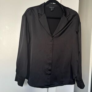 Black Silk Button Down Shirt